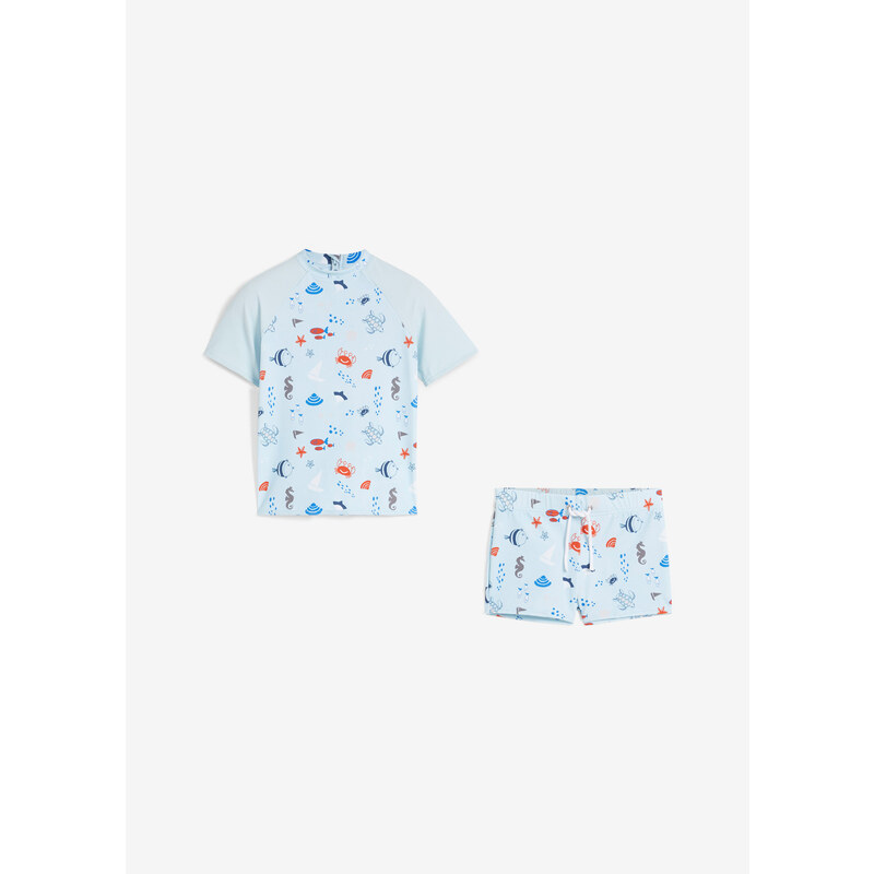 bonprix Kúpacie tričko a nohavičky (2-dielne), farba modrá