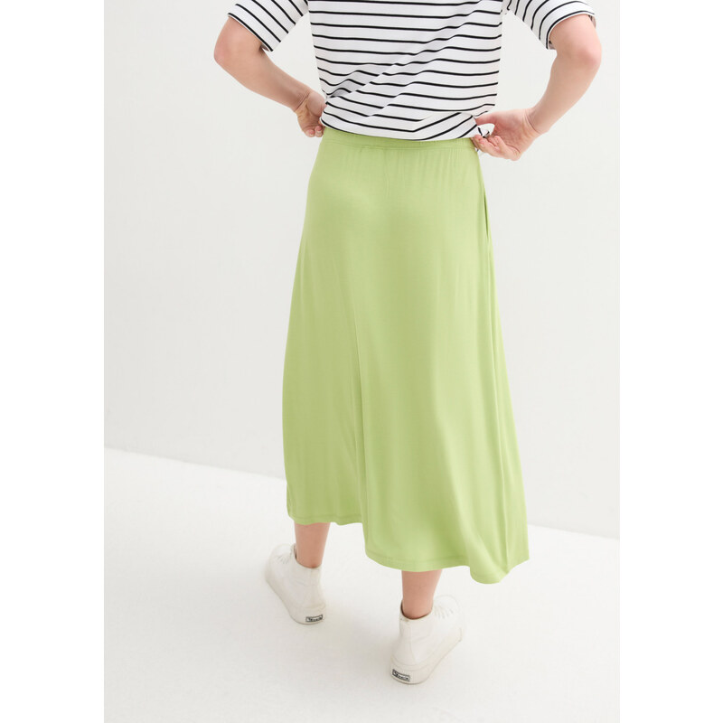 bonprix Džersejová sukňa s vreckami, midi dĺžka, farba zelená