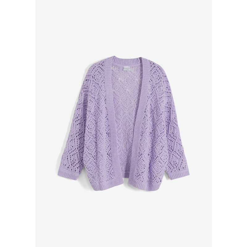 bonprix Pletený ažúrový sveter, farba fialová 50408423