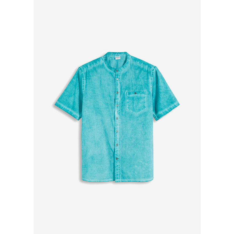 bonprix Košeľa s krátkym rukávom, vypraný vzhľad, farba zelená 50408460