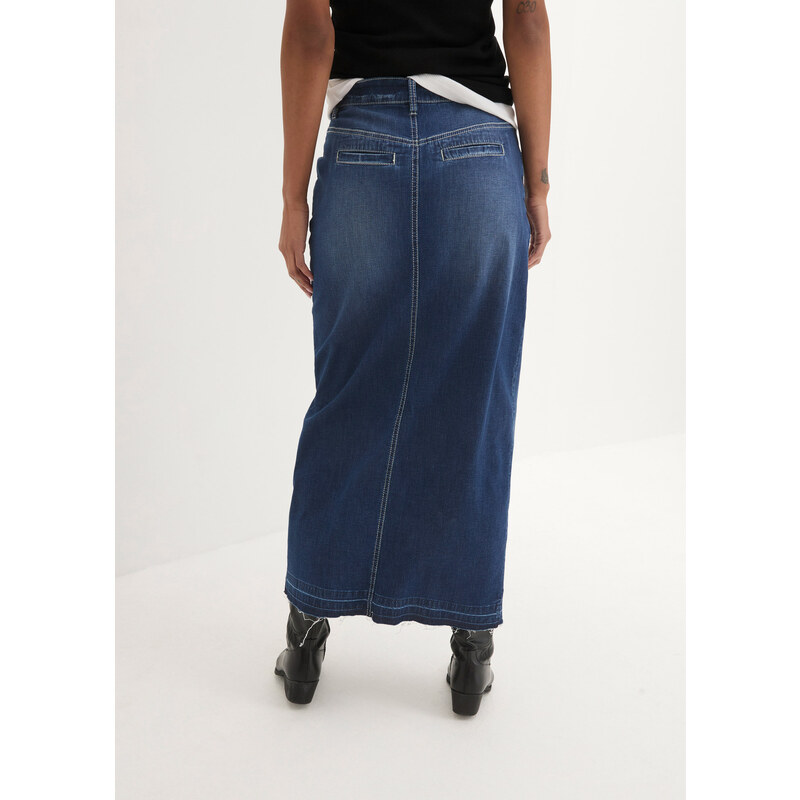 bonprix Džínsová sukňa, dlhá, farba modrá