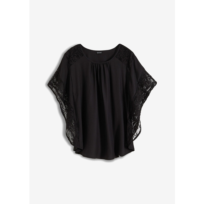 bonprix Tuniková blúzka s aplikáciami, farba čierna 44798914