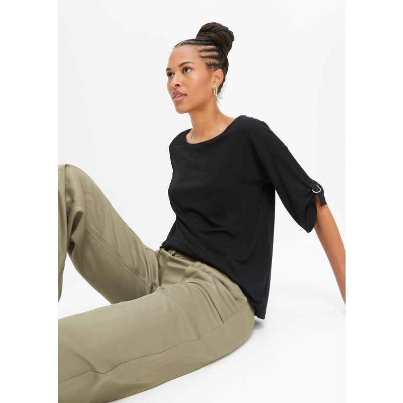 bonprix Tričko s výstrihom do U, farba čierna 50408509