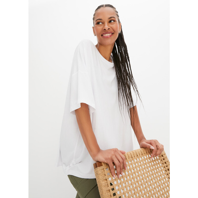 bonprix Oversize-tričko z padavej viskózy, farba biela 50408514