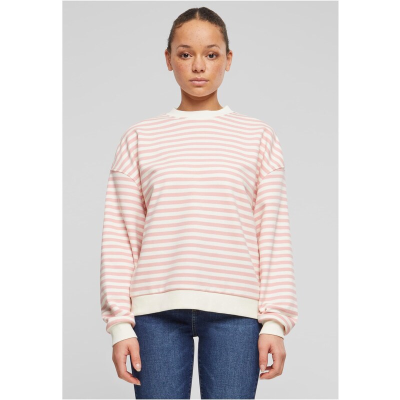 Urban Classics Womens Oversized Striped Sweatshirt - Pink/Cream 67016987