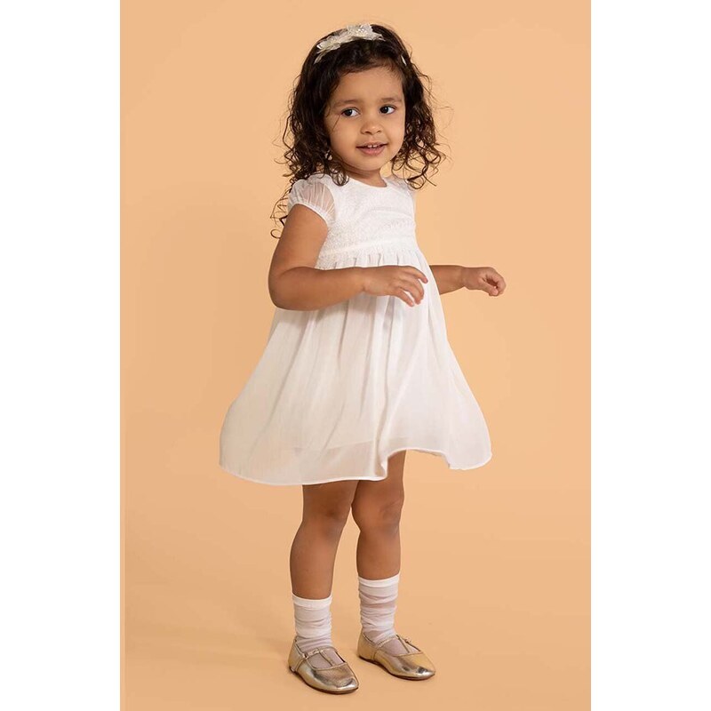 Šaty pre bábätká Coccodrillo biela farba, mini, rovný strih
