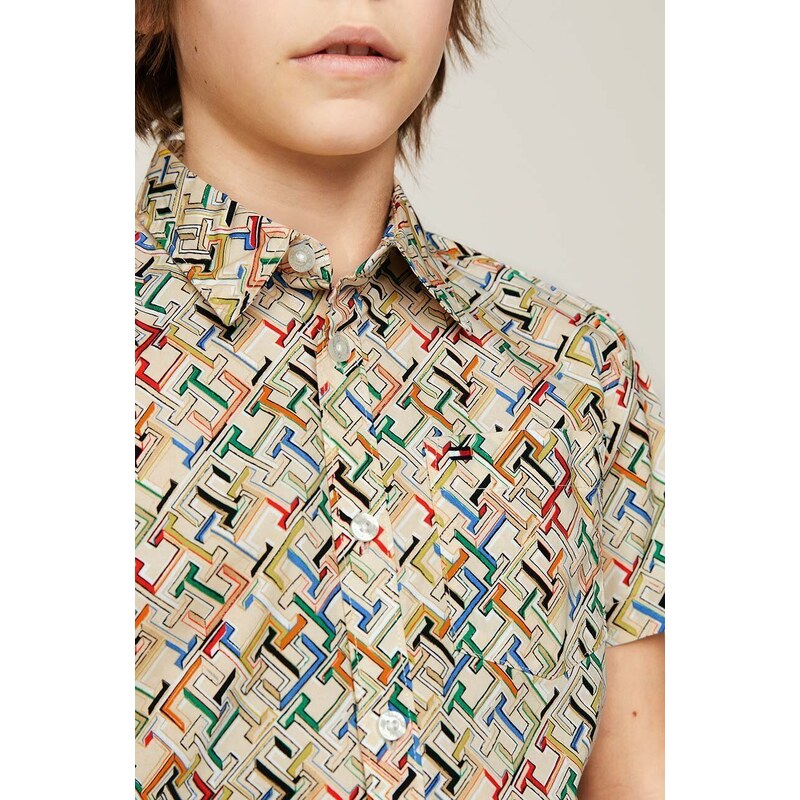 Detská košeľa Tommy Hilfiger béžová farba