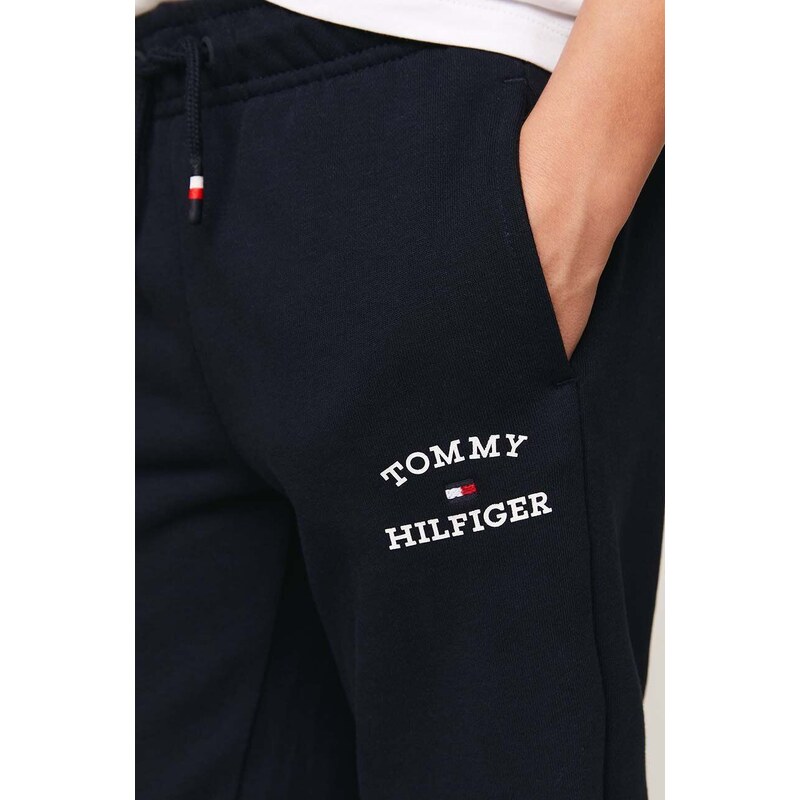 Detské tepláky Tommy Hilfiger čierna farba, jednofarebné