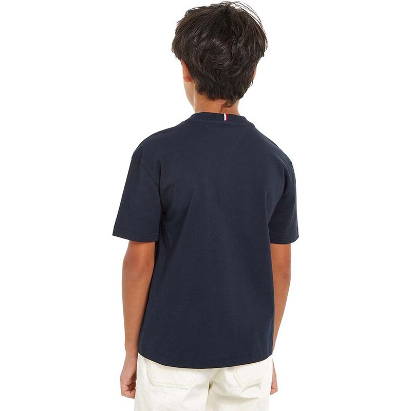 Detské bavlnené tričko Tommy Hilfiger čierna farba, s potlačou