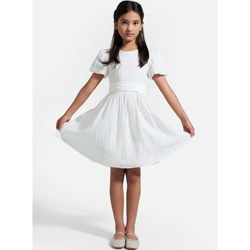 Dievčenské šaty Coccodrillo béžová farba, mini, áčkový strih