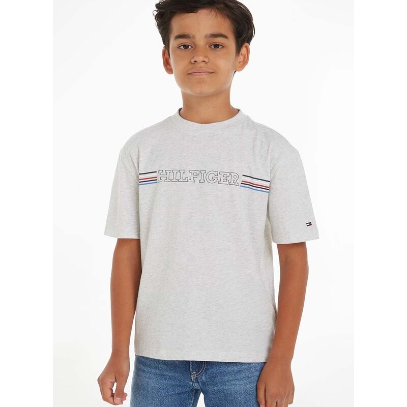 Detské bavlnené tričko Tommy Hilfiger šedá farba