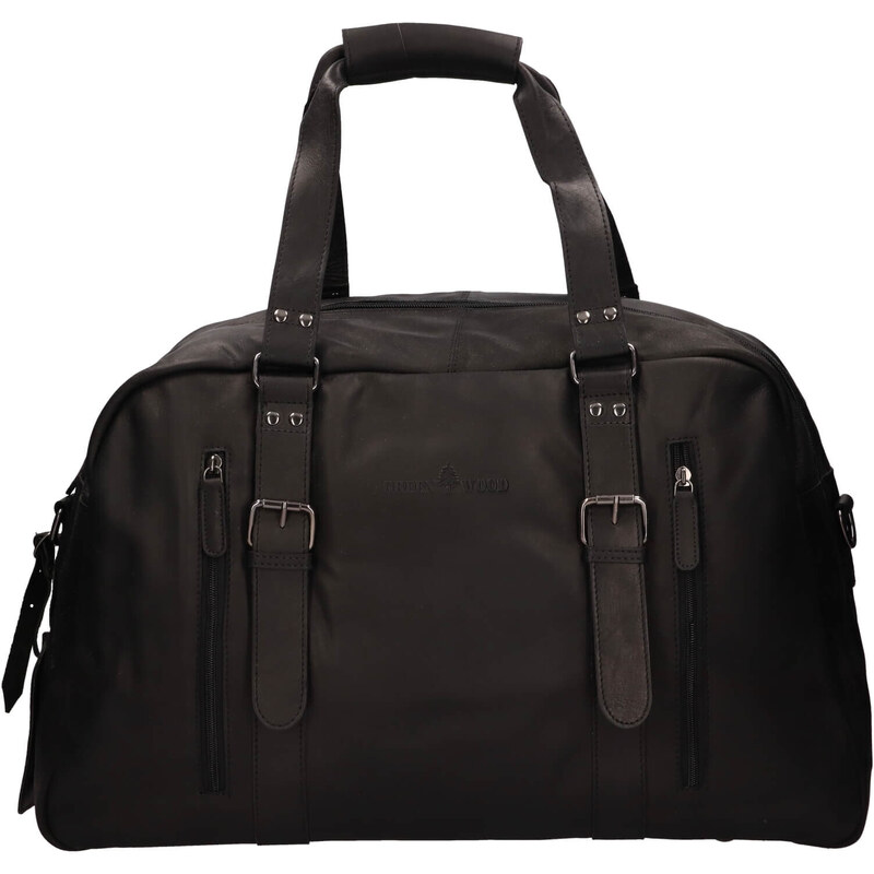 Kožená cestovná taška Greenwood Potes - čierna 48227087