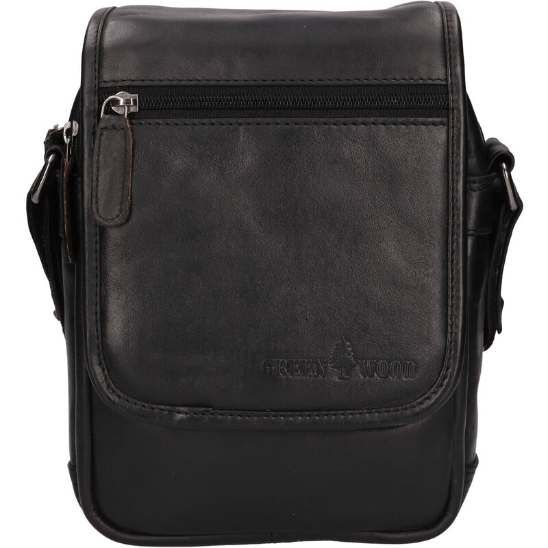 Pánska kožená taška cez rameno Greenwood Stefan - čierna 50459640