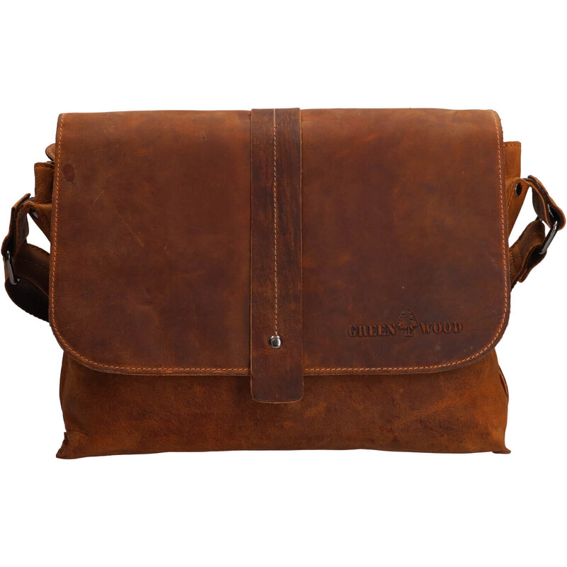 Pánska kožená taška cez rameno Greenwood James - koňak 50459650