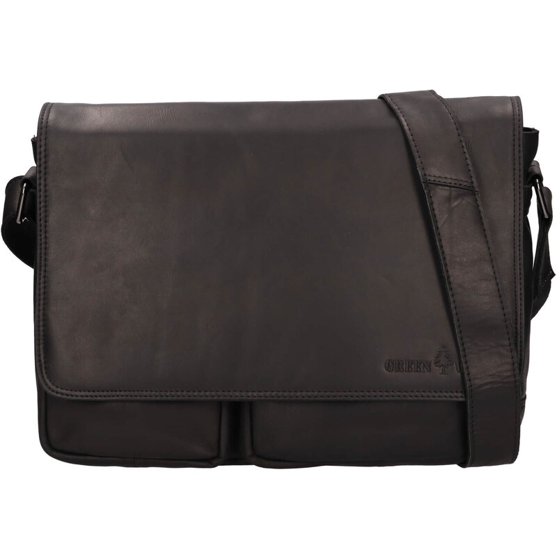 Pánska kožená taška cez rameno Greenwood Josh - čierna 50459654