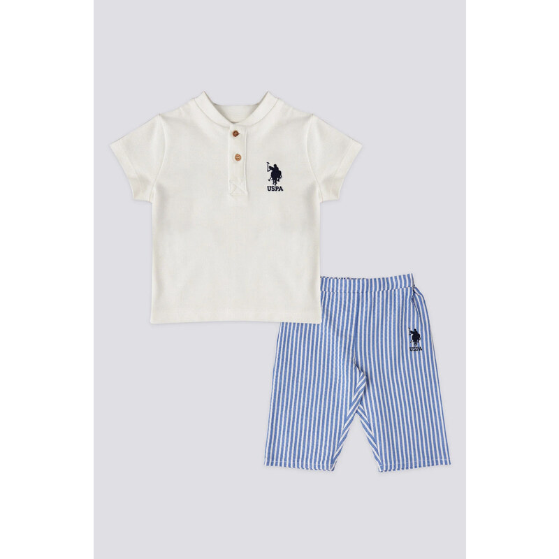 Licencované pruhované nohavice U.S. Polo Assn Blue Baby Boy Set