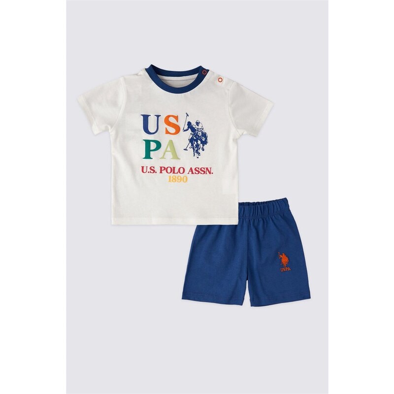 U.S. Polo Assn. Sada tričiek US Polo AssnBaby Boy 2-dielna s krátkym rukávom, krémová/modrá USB1885