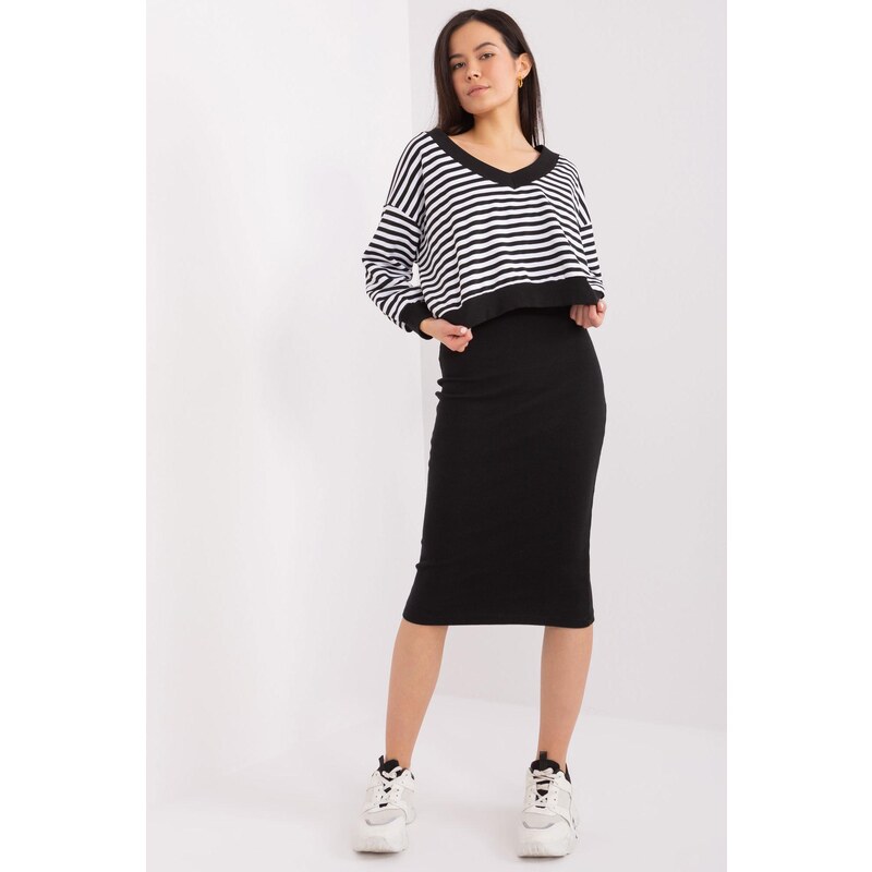 MladaModa 2-dielna súprava obtiahnutých šiat a pruhovanej blúzky model 50304304