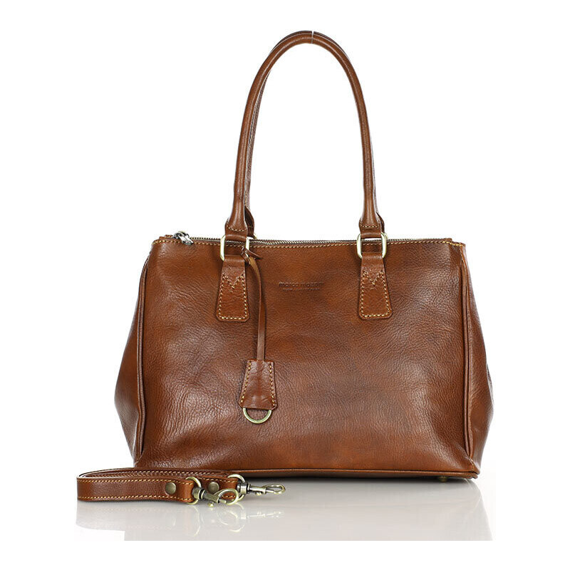 MARCO MAZZINI Prémiová dvojkomorová kožená kabelka | hnedá 417b 50488682