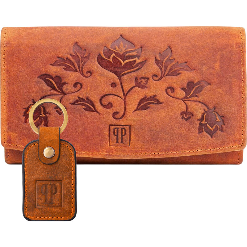 PAOLO PERUZZI Dámska kožená peňaženka + kľúčenka Vintage ZUP-104-OR | 50488670