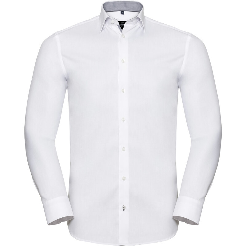 Kontrastná pánska košeľa so vzorom rybej kosti s dlhým rukávom Russell 51431883