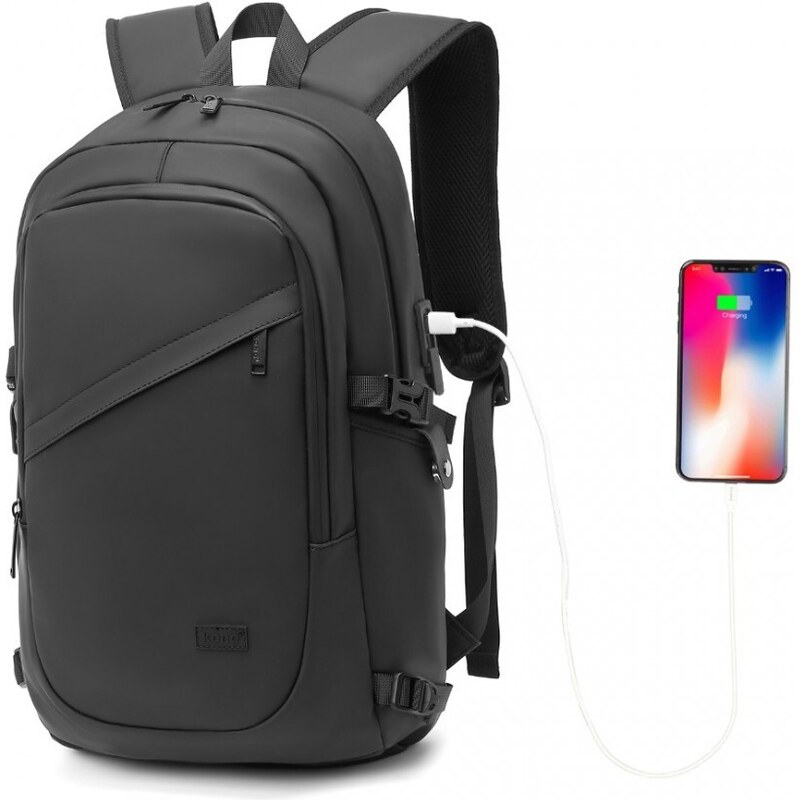 Miss Lulu Ruksak - pracovný, s PVC filmom a usb nabíjaním, čierny 65284932