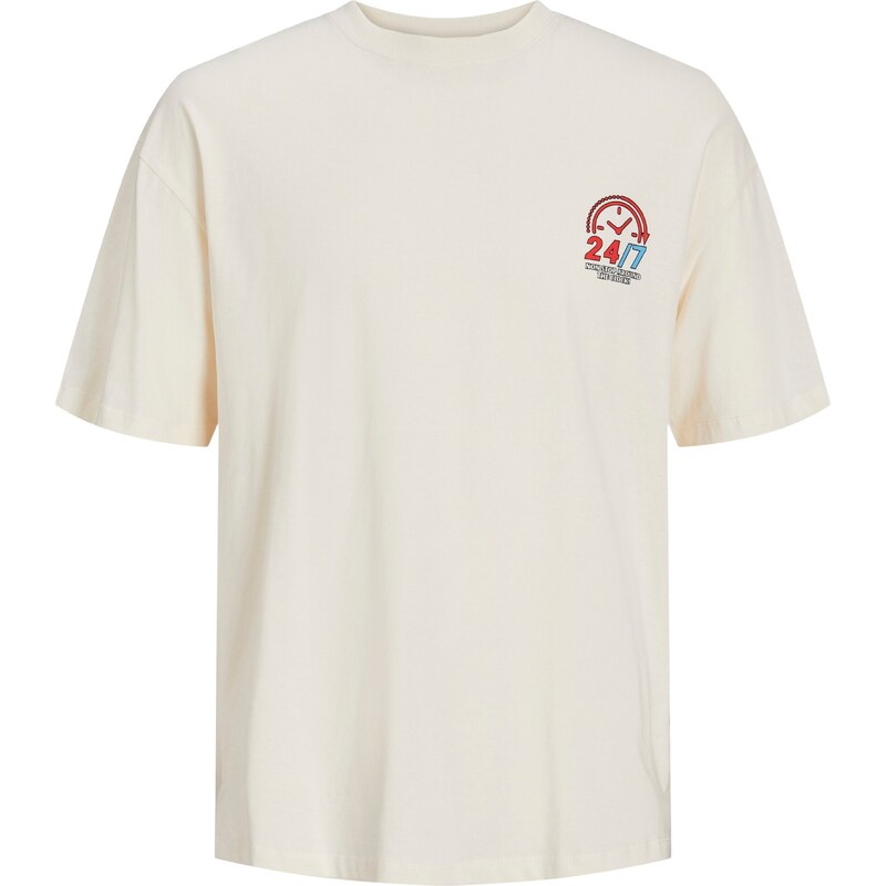 JACK & JONES Tričko Toast krémová / tmavomodrá / červená 68430123