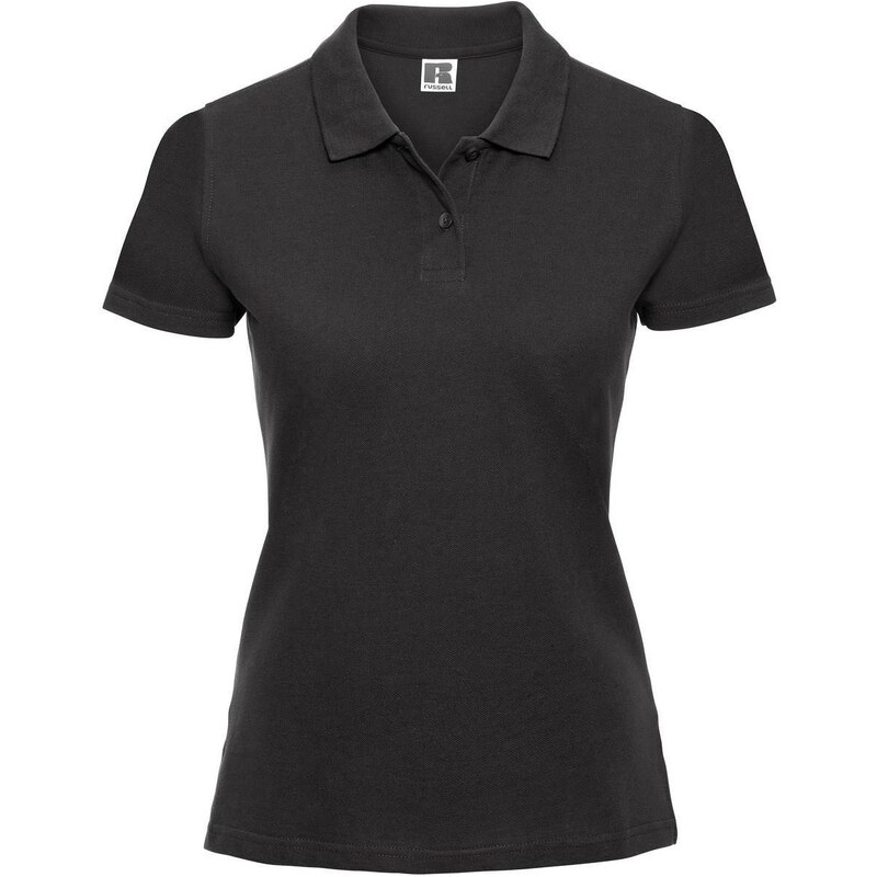 Womens polo shirt black 100% cotton Russell 50548022