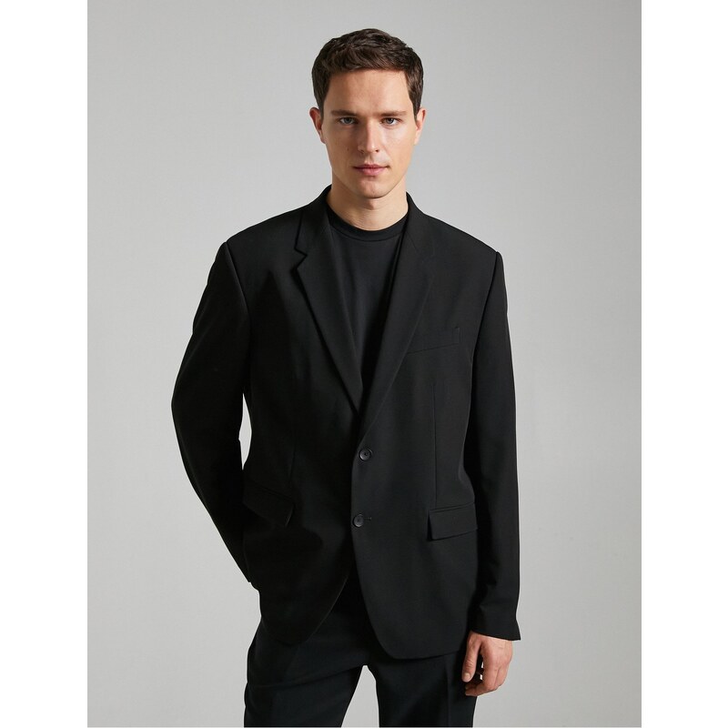 Koton Blazer Jacket with Buttons and Stitching Detailed with Pockets.