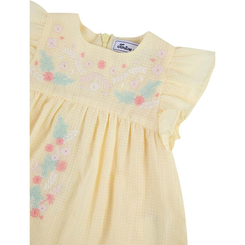Detské bavlnené šaty Tartine et Chocolat žltá farba, mini, áčkový strih