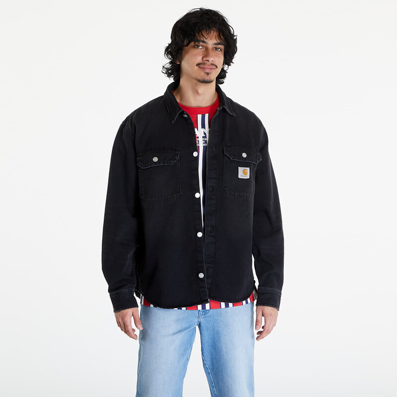 Bunda Carhartt WIP Harvey Shirt Jac UNISEX Black Dark Used Wash S 50864379