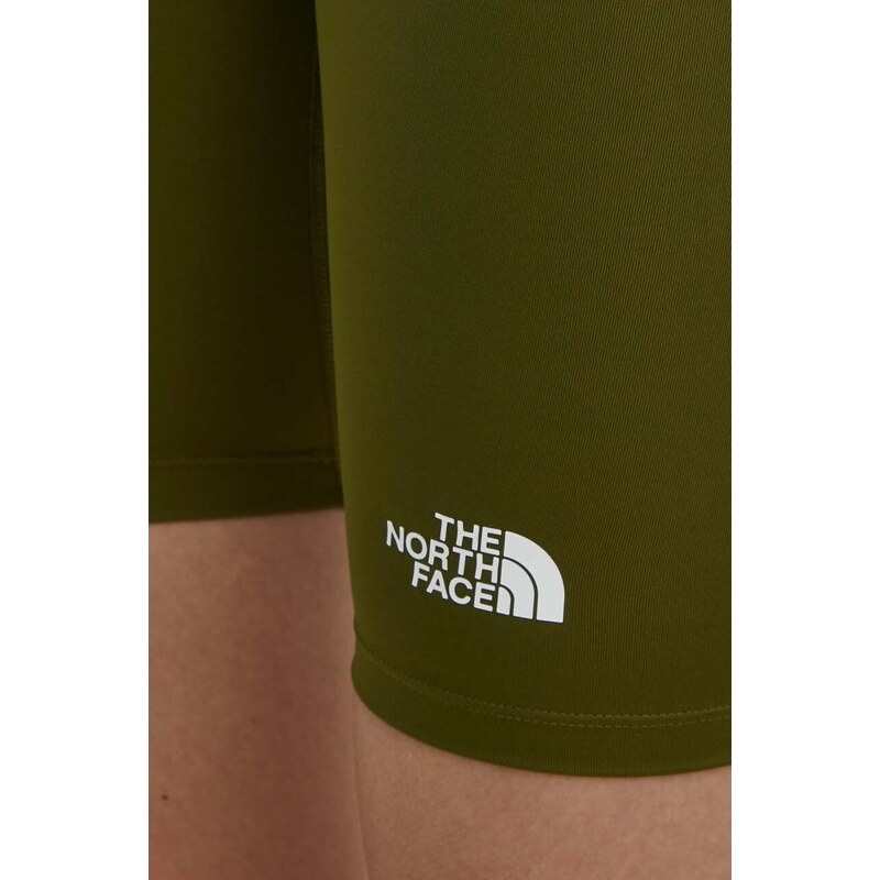 Športové krátke nohavice The North Face dámske, zelená farba, jednofarebné, vysoký pás, NF0A87JUPIB1