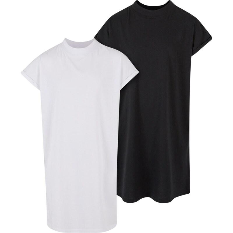 Urban Classics Turtle Extended Shoulder Dress for Girls - Black+White 50669850