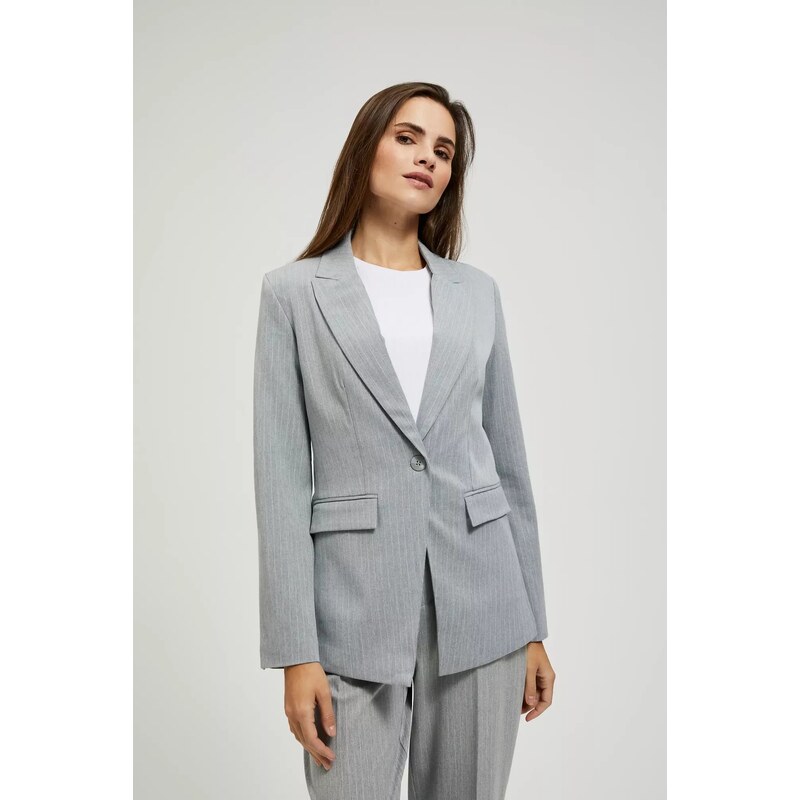 Marisse Single-Breasted Jacket With Delicate Gray Stripes 50677664