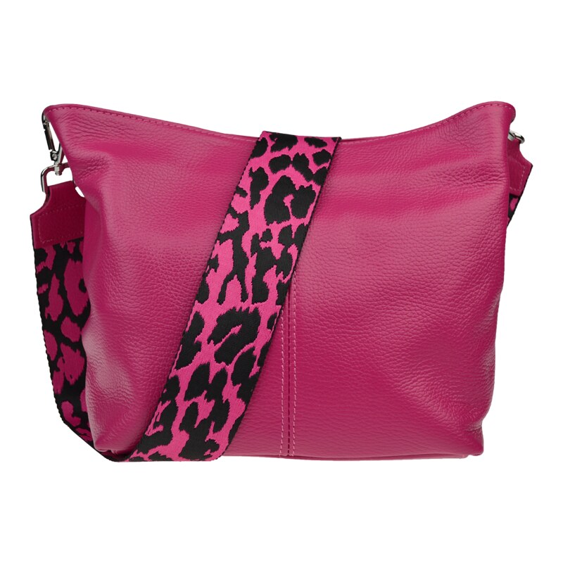 Ružová kožená talianska crossbody kabelka Prisca Fuxia Scura s 50693390