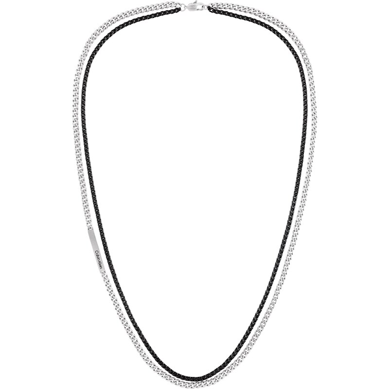 Calvin Klein Dvojitý oceľový bicolor náhrdelník Industrial Hardware 66578803