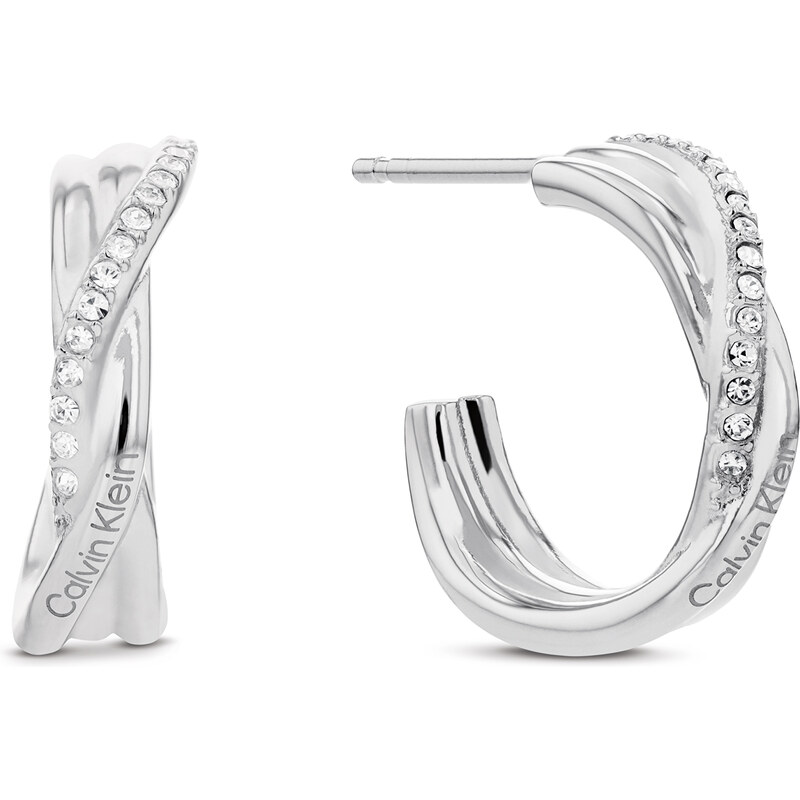 Calvin Klein Moderné oceľové náušnice kruhy Crystallized Weave 66590886
