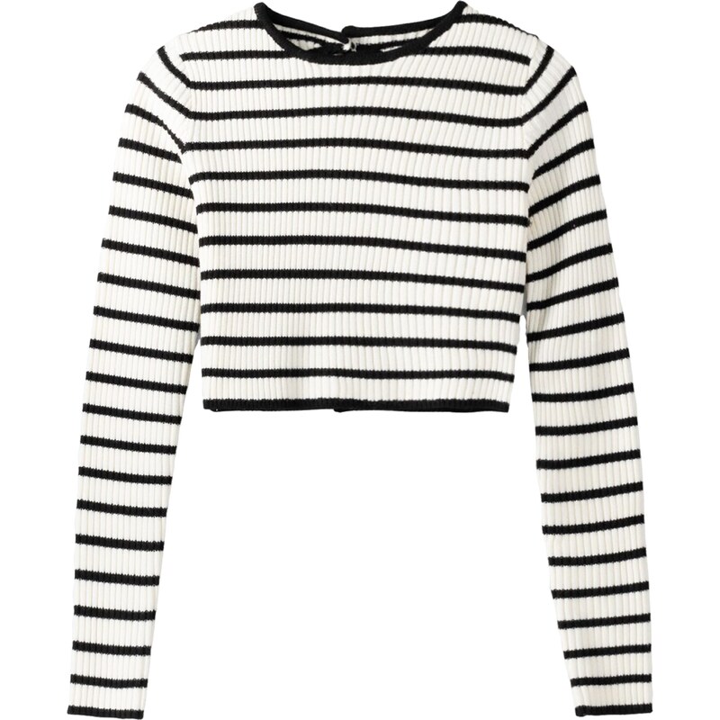 Bershka Sveter čierna / biela 54297898