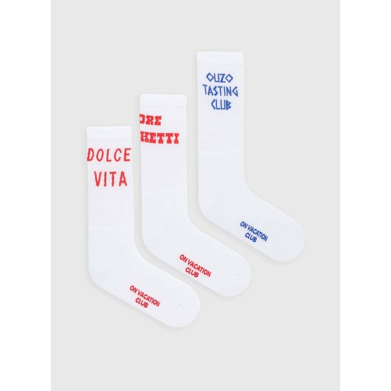 Ponožky On Vacation Faves 3-pak biela farba, OVC SK24