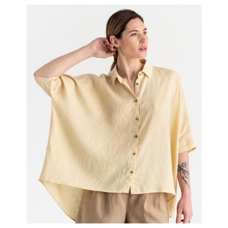 Magic Linen Ľahká ľanová košeľa HANA v krémovej farbe vel. L/XL