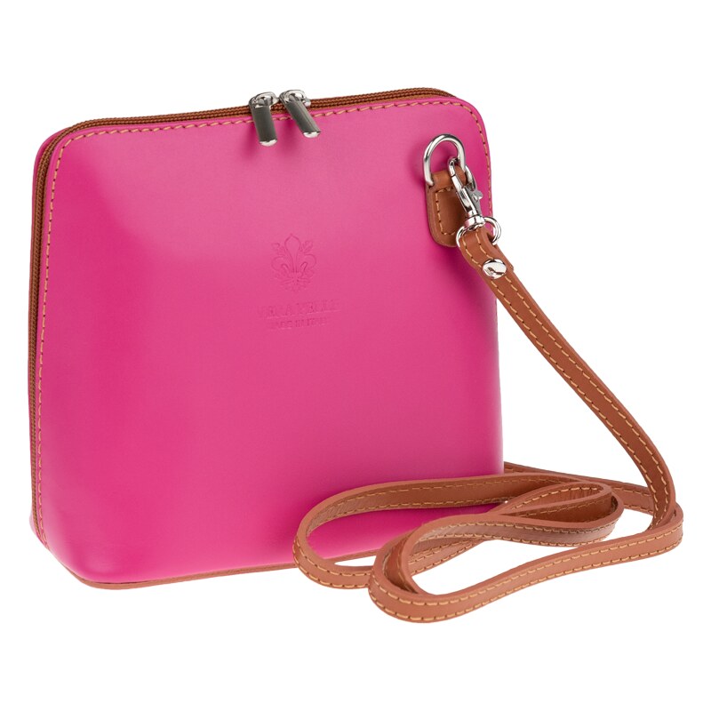 Ružová kožená talianska crossbody kabelka Grana Rosa Camel NovaKabelka 50710113