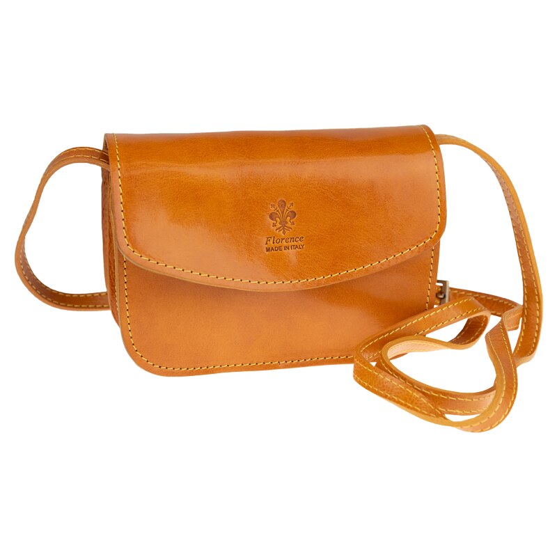 Žltá kožená talianska crossbody kabelka Lona Gialla Scura NovaKabelka 50710112