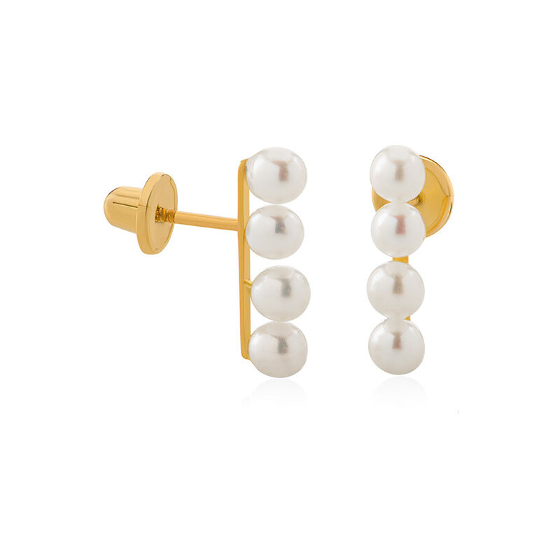 Brilio Pozdĺžne náušnice zo zlata s pravými perlami 14/147.161/17P 66579326