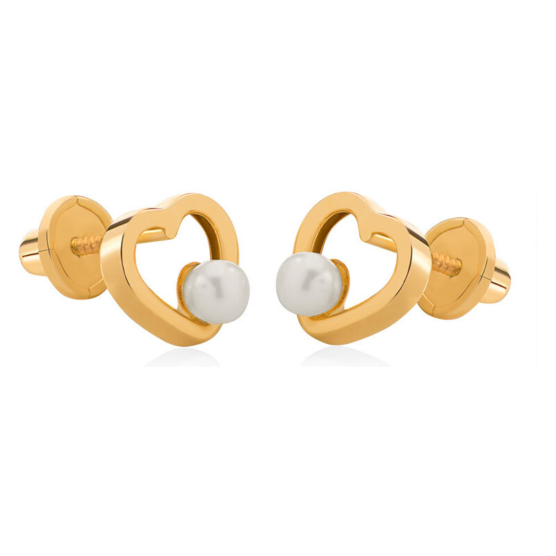 Brilio Srdiečkové náušnice zo zlata s pravou perlou 14/145.891/17P 66592392