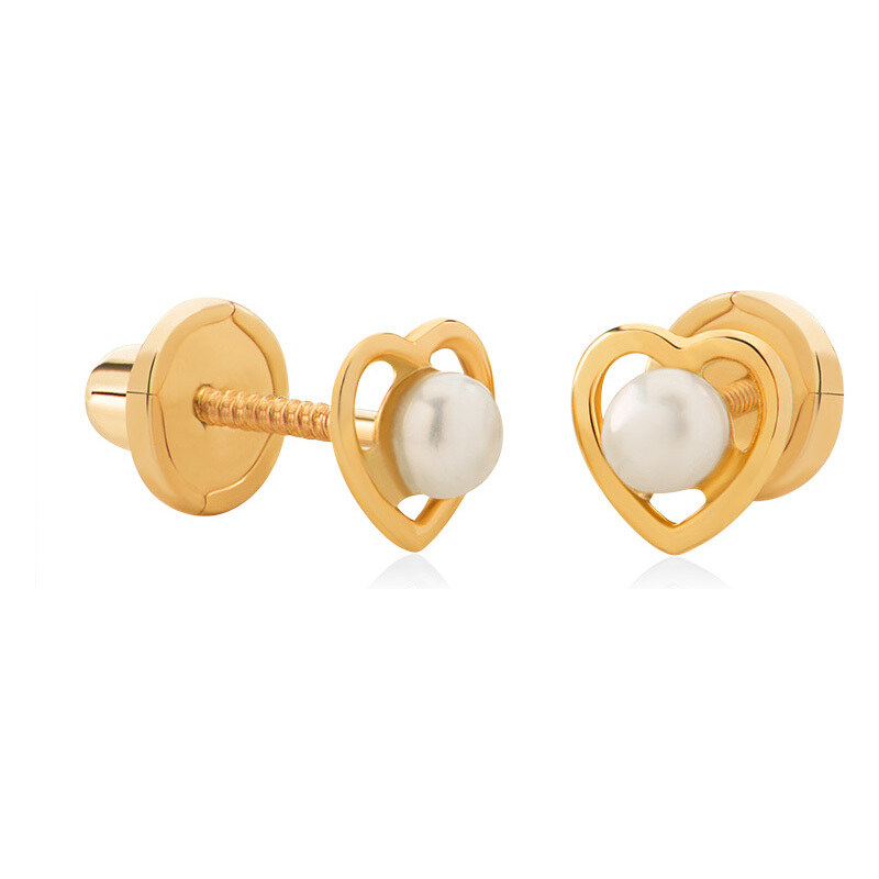 Brilio Zlaté náušnice Srdiečka s pravou perlou 14/141.891/17P 66580355