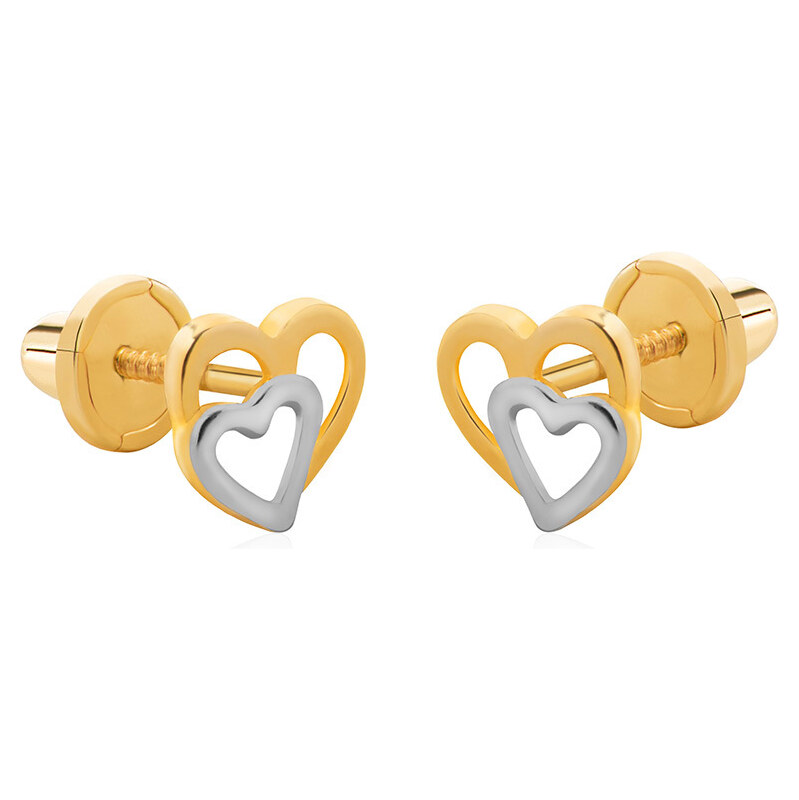 Brilio Romantické bicolor náušnice zo zlata Srdiečka 14/162.572/17 66592074