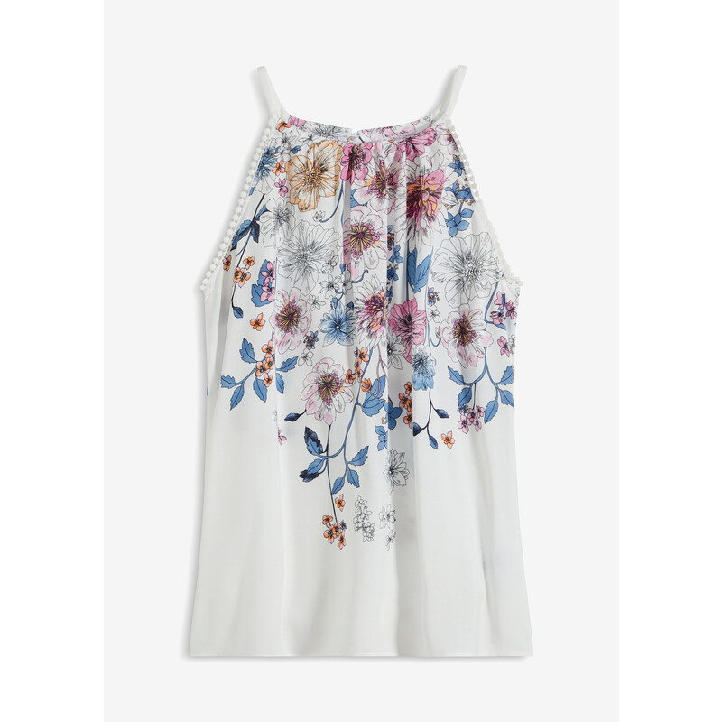 bonprix Blúzkový top z padavej viskózy, farba biela 67566430