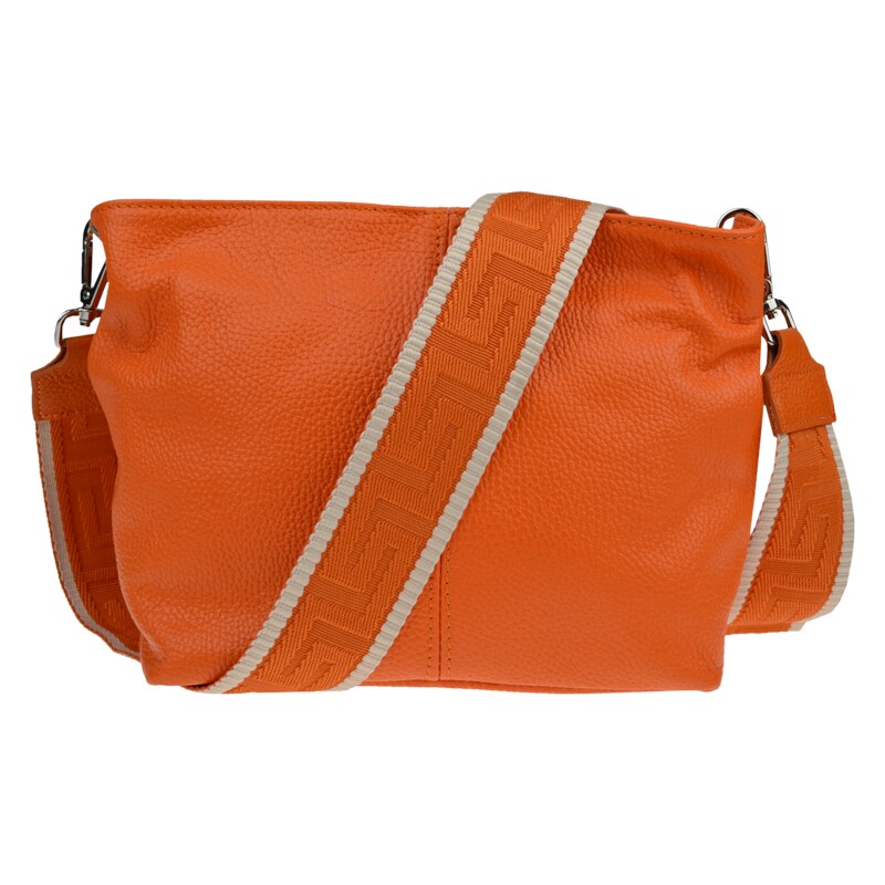 Oranžová kožená talianska crossbody kabelka Prisca Arancione s 50739907