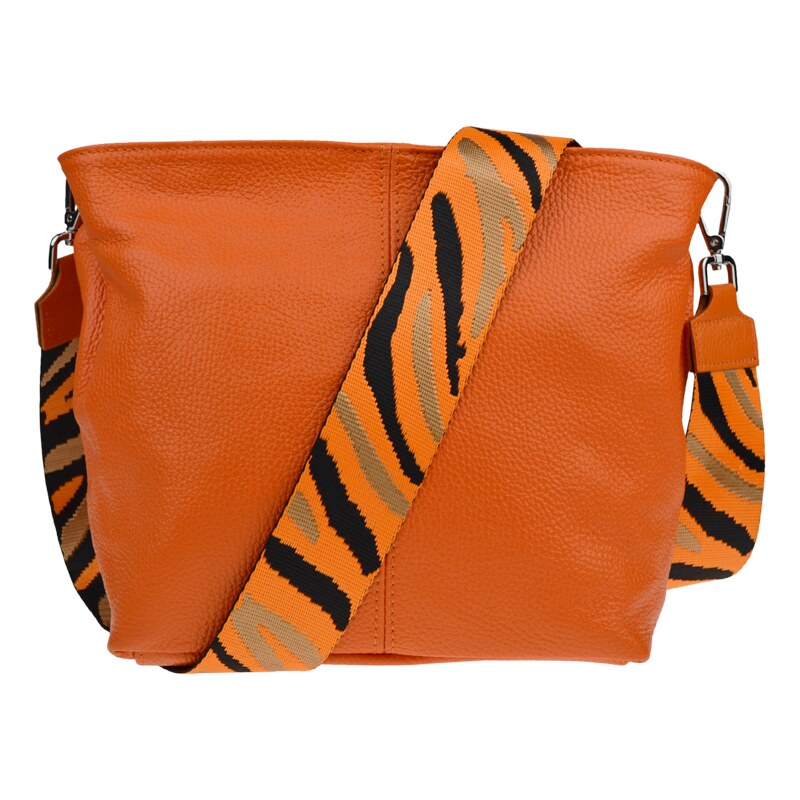 Oranžová kožená talianska crossbody kabelka Prisca Arancione s 50739906