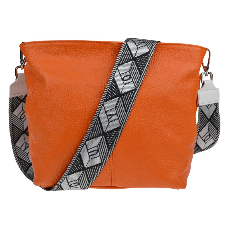 Oranžová kožená talianska crossbody kabelka Prisca Arancione s 50739908